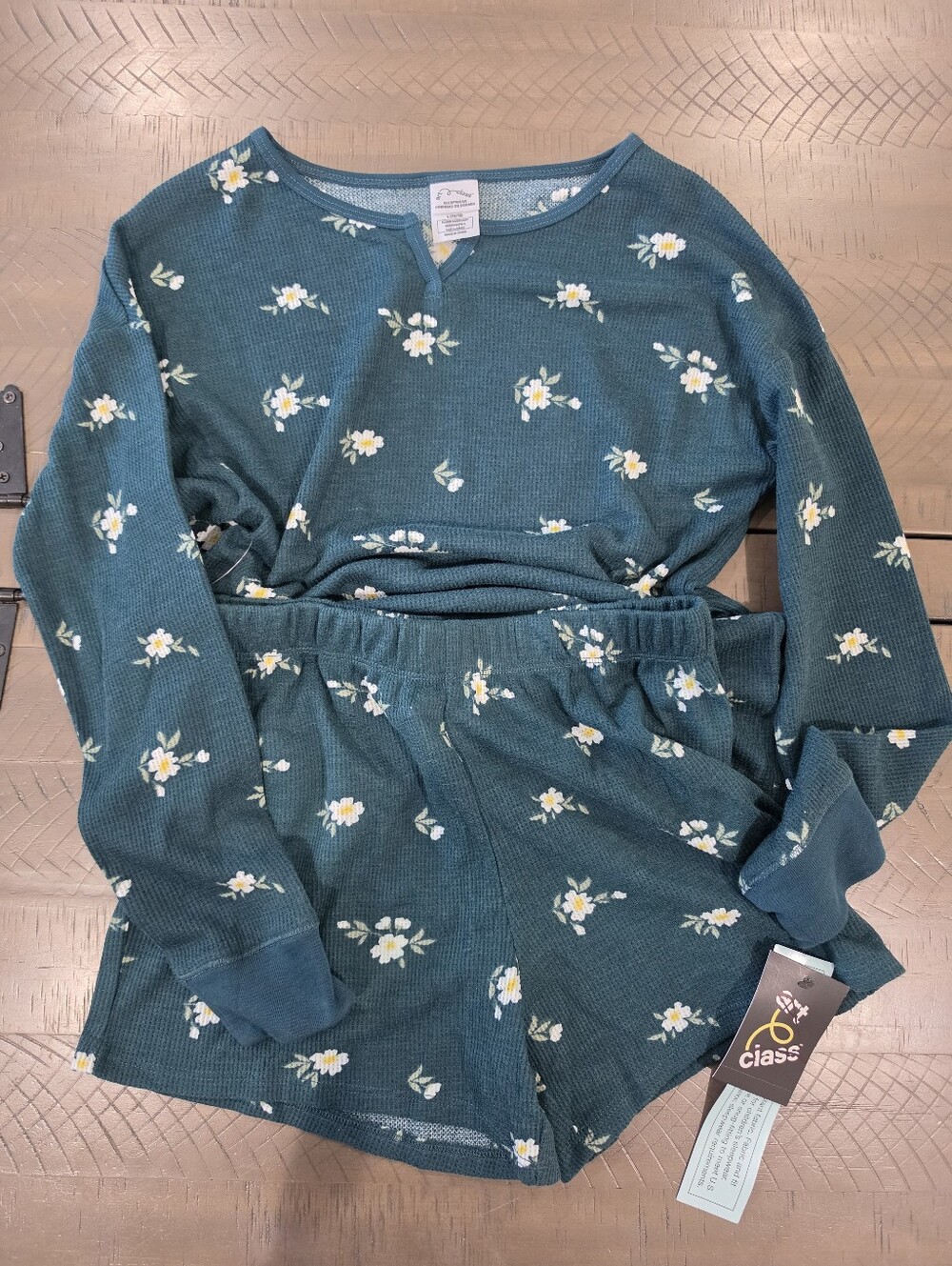 art class Teal Green Floral Long-Sleeve Pajama Set